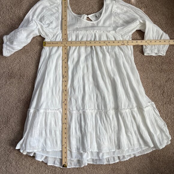 American Eagle Womens M Textured Cotton Bohemian Tiered Ruffle Mini Dress White - Picture 5 of 6